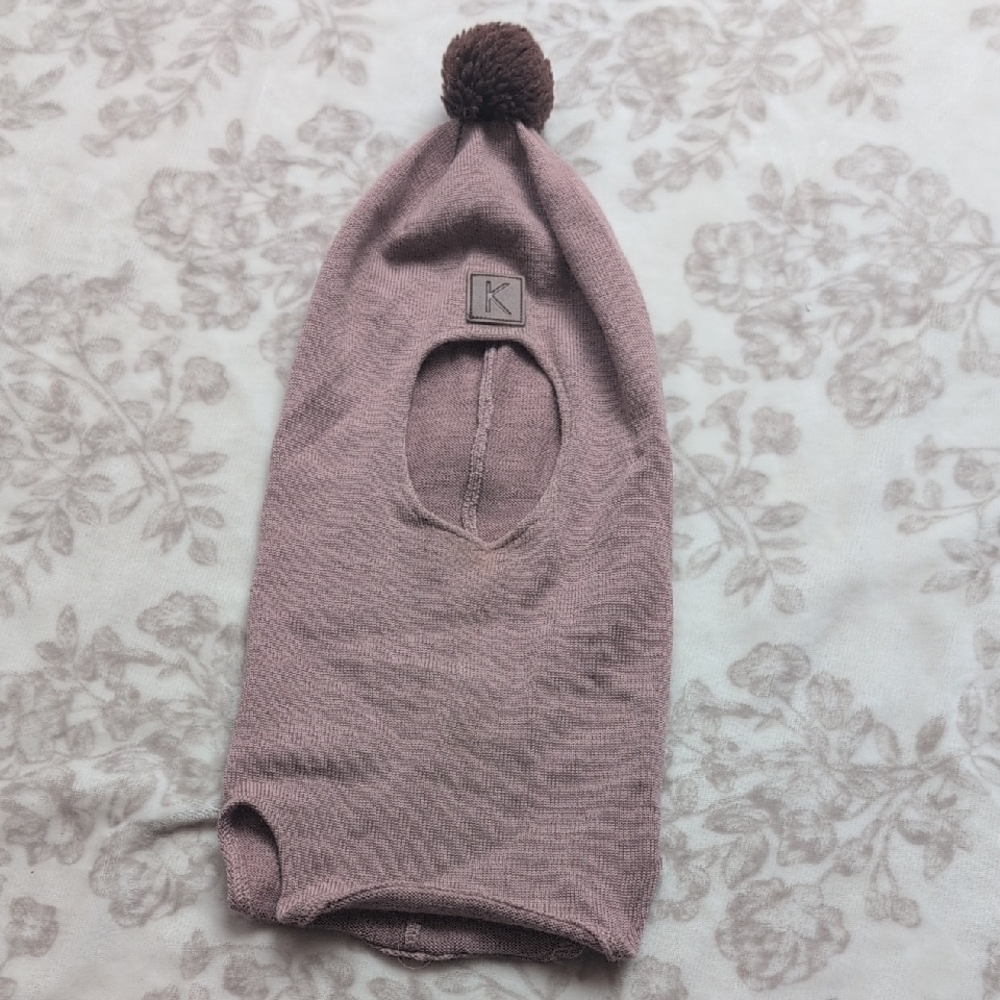Kuling Merino Wool Dusty Pink Knit Balaclava for Kids